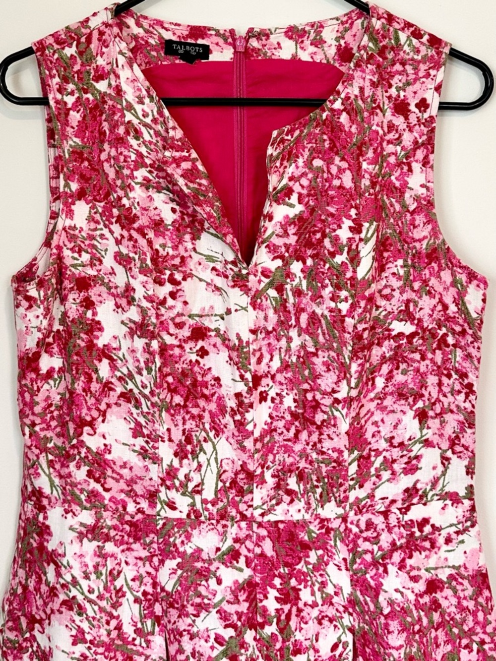 Talbots Pink and White Floral Midi Dress - Size: 6 - Picture 4 of 7